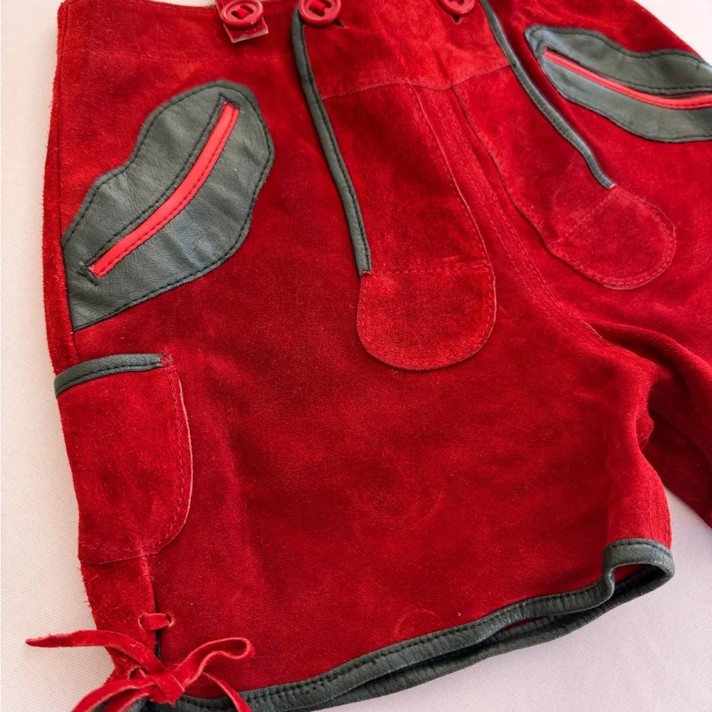 Genuine lambs leather Suede Lederhosen shorts & Hat Set Sz 116=5-6T